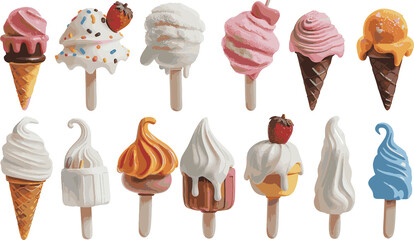 Wall Mural - ice cream collection