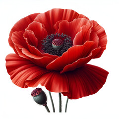 Wall Mural - Isolated red poppies on a white backdrop