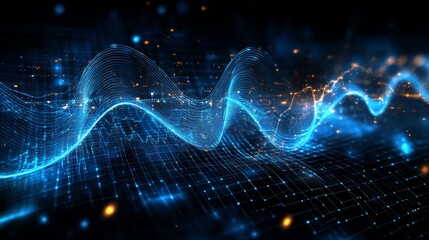 Binary code background in blue data technology