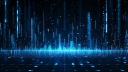 Embedded binary code on a blue data technology background