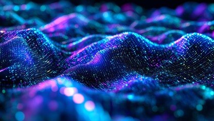 Technology, science, and computing in the nube. Abstracted landscape of technology, science, and computing network and code.