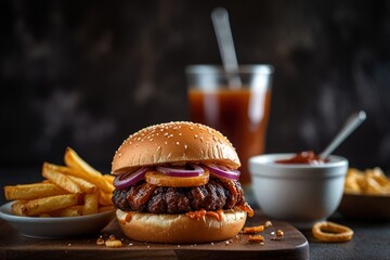 Mouth-watering American cheese Burger 