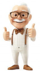 3D character of a happy senior man showing thumbs up isolated on transparent background