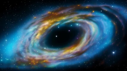 Wall Mural - Video of a stunning spiral galaxy with bright stars and colorful nebulae swirling around a dark center, concept: the vastness and beauty of the universe