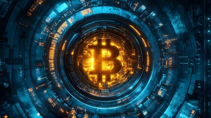 Wall Mural - 19. A high-tech lock screen featuring Bitcoin security features