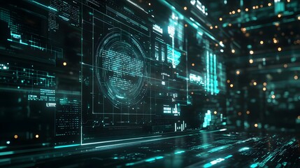 Wall Mural - 26. A futuristic digital interface showing real-time Bitcoin transactions