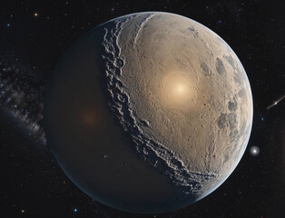 Wall Mural - A planet with a moon and a comet in the background