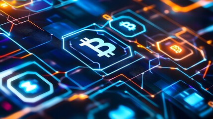 Wall Mural - 36. A digital ledger showing Bitcoin transactions with high security features