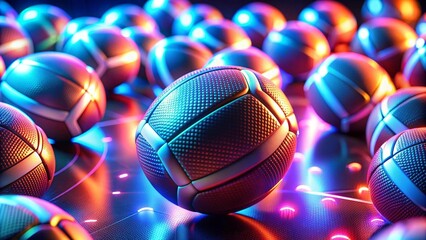 Wall Mural - Dynamic 3D Animated Football Transitions: Neon Glow & Blur  generative AI