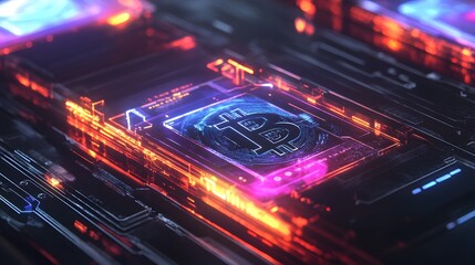 Wall Mural - 44. A futuristic digital wallet with holographic Bitcoin displays