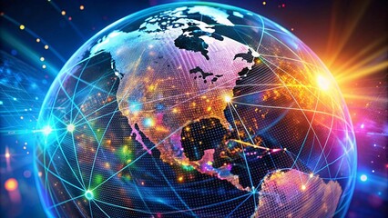 Wall Mural - Global Network Symphony: A Visual Representation of Interconnected Data Flows  AI generated