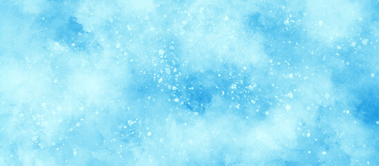 Wall Mural - light blue bokeh background for design, beautiful blue watercolor background with glitter particles,