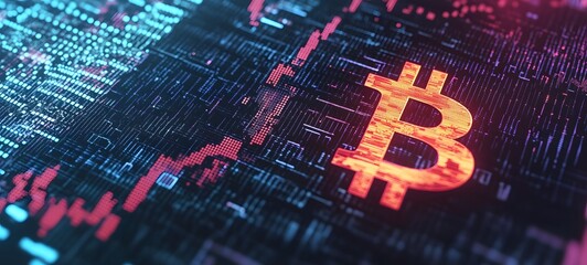 Wall Mural - 4. A dynamic graph with Bitcoin prices soaring, set against a sleek digital backdrop