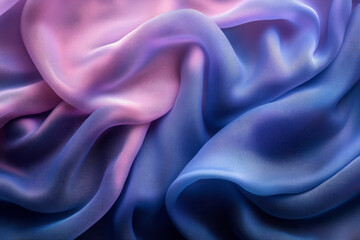 Wall Mural - Smooth, flowing fabric in shades of blue and purple, wrapping around itself to form elegant, abstract shapes,