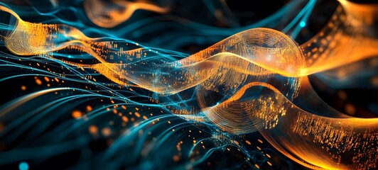 Wall Mural - 10. An abstract representation of Bitcoin transactions flowing through a digital network