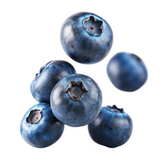 a falling of blueberries on transparent background