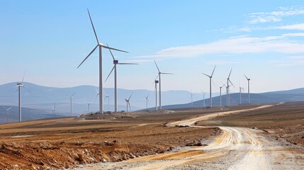 Sticker - A wind farm under construction, with new wind turbines being installed to generate renewable energy.