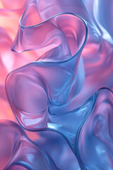 Poster - A serene composition of abstract fluid shapes in light blue and pink, blending seamlessly into each other,