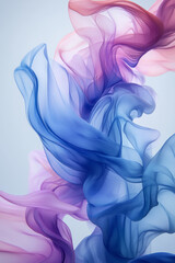 Leinwandbilder - An abstract scene of fluid shapes in soft pastel blue and pink, gently floating against a white background,