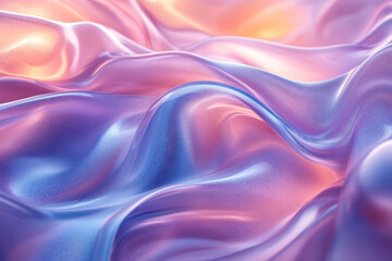 Poster - A soothing blend of light blue and pink fluid shapes, creating an abstract, serene pattern,