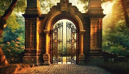 Wall Mural - old church door