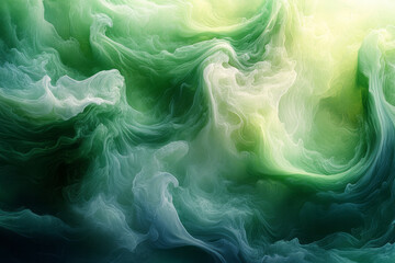 Aufkleber - A tranquil composition of green and blue fluid gradients, softly shifting and blending into each other,