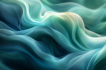 Poster - An abstract scene where green and blue tones flow together in a seamless gradient, with a gentle, almost imperceptible motion,