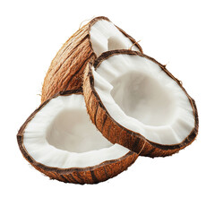 Wall Mural - PNG Fresh coconut halves on a white background