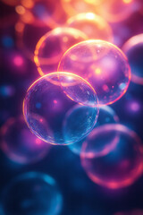 Aufkleber - Overlapping neon circles in cyan and magenta, with a soft glow that blends the colors together in an abstract design,