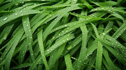 Wall Mural - Fresh green grass with glistening raindrops