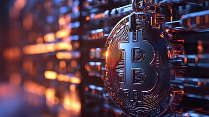 Wall Mural - 6. a digital padlock symbolizing bitcoin security