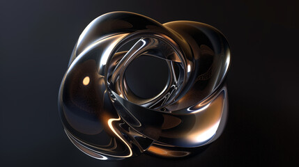 Wall Mural - abstract futuristic shape on black background 3d render