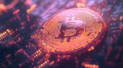 Wall Mural - 13. An abstract representation of Bitcoin as a glowing digital coin