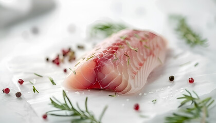 Tilapiini Fillet on white table background