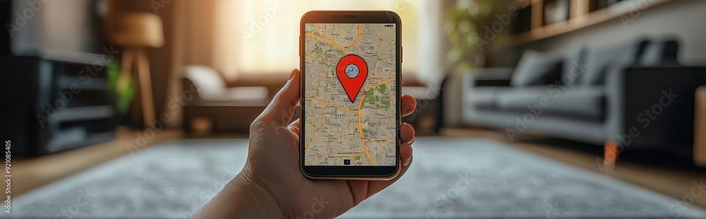 Hand Holding a Smartphone with GPS Navigation App at Home – High ...