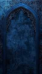 Wall Mural - Ornate dark blue archway with intricate muslim patterns background