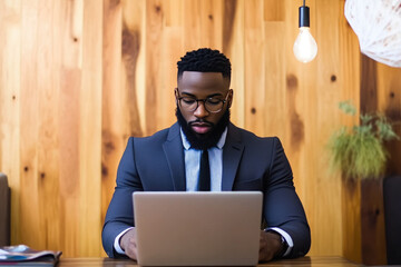 Wall Mural - Creative Young Man Brainstorming on Laptop