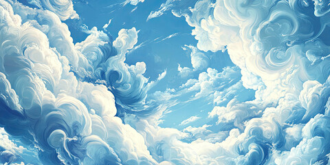 Wall Mural - Clouds illustration background, artistic backgrounds art cloudy backdrop patterns, abstract cloud design, generated ai