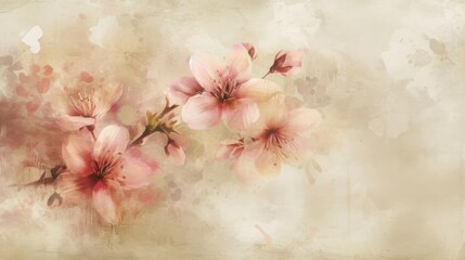 Canvas Print - Abstract floral art featuring cherry flowers