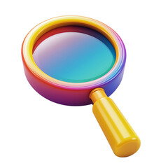 A 3D color search icon, isolated on a transparent background