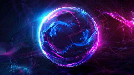 Wall Mural - futuristic abstract neon energy ball with glowing lines