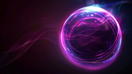 Wall Mural - futuristic abstract neon energy ball with glowing lines