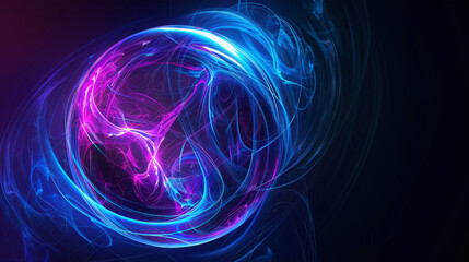 Wall Mural - futuristic abstract neon energy ball with glowing lines