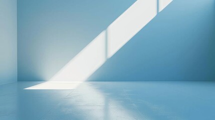 Canvas Print - A room with a blue wall and a window that lets in sunlight