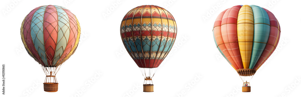 Hot air balloon set isolated on transparent background Stock ...