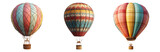Hot air balloon set isolated on transparent background