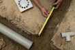 © triocean - Process of installing PVC pipes sewage system in bathroom, DIY home renovation