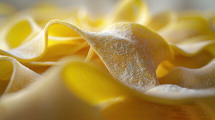 Poster -   Close-up photo of yellow cloth with blurred fabric image on background