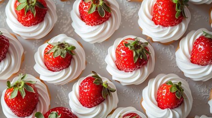 Sticker -   Cupcake Table Topped with Strawberry Frosted Cupcakes