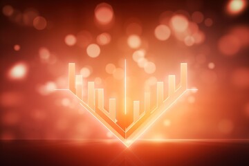 Peach glowing arrows abstract background pointing upwards, representing growth progress technology digital marketing digital artwork 